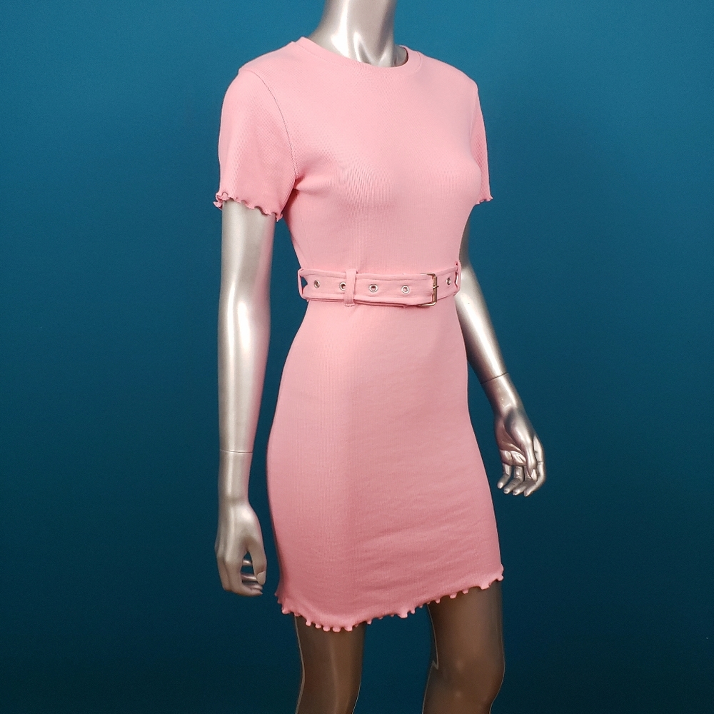 🆕️ 🌸 MISSGUIDED Belted Pastel Pink Mini Dress // (NWT) - Picture 3 of 7